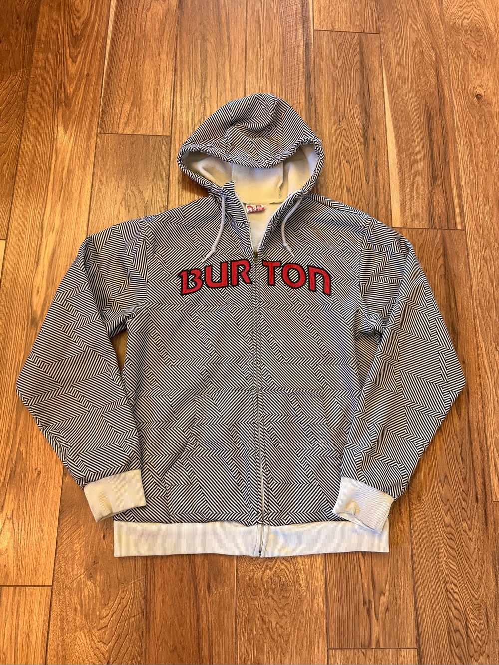 Burton Geometric Zip Hoodie in Black & White with Red Logo